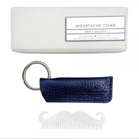 Men’s Society Mustache Comb with Blue Leather Case NWT - Picture 1 of 7